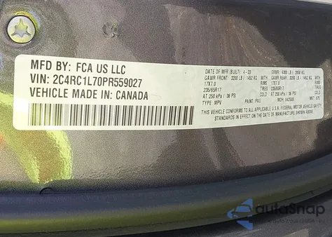 2023 Chrysler Pacifica Hybrid Touring L из США, поврежденный, VIN 2C4RC1L70PR559027